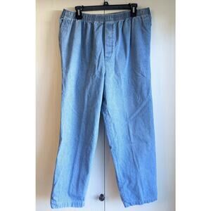 Cabin Creek Women's Elastic Waist Blue Denim High Rise Wide Leg Pant Size XL